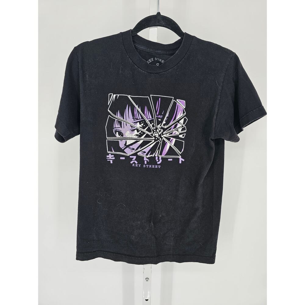 Key Street Unisex Black Print Crew Neck Short Sleeve 100% Cotton T-shirt Size S